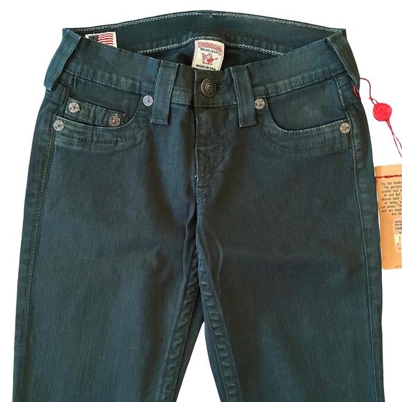 True Religion World Tour Casey Supper Skinny Dark Green Jeans Size 24 NWT $198 - Picture 4 of 10